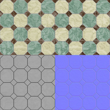Floor tiles seamless generated texture (diffuse, bump, normal)