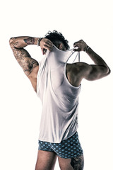 Fototapeta premium Back of strong and healthy young man