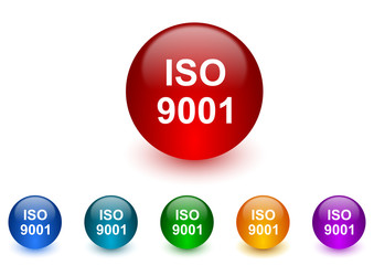 iso 9001 internet icons colorful set