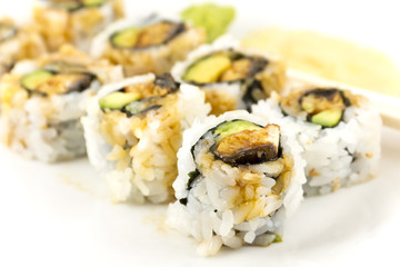 Hosomaki, Unagi maki, BBQ eel, avocado roll