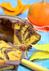 Pumpkin and chocolate marble cake.