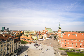 Fototapeta na wymiar Warsaw Old Town Royal Square and Castle