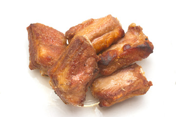 Fried spareribs with garlic  pepper