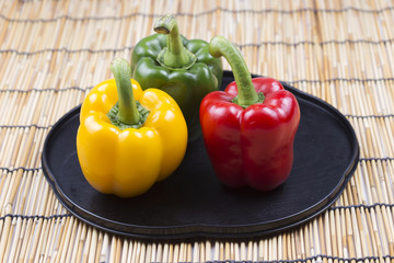 fresh yellow red green Bell Peppe