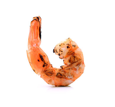grilled shrimp isolated on white background