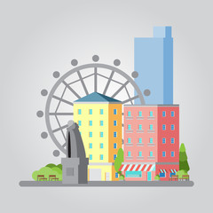 Naklejka premium Modern flat design cityscape illustration