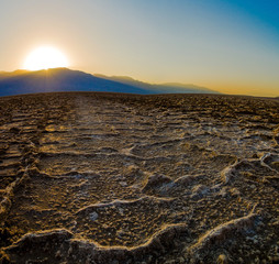 Beautiful sunset at Badwater Death Valley National Park