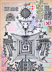 Keuken foto achterwand Fantasie Vintage plakboek met esoterische symbolen