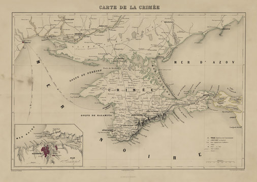 Fototapeta Black Sea and Crimea vintage map