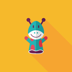 Giraffe hand puppet flat icon with long shadow,eps10