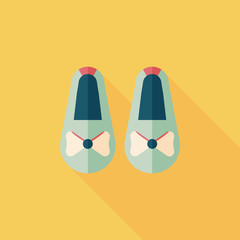 baby booties flat icon with long shadow