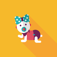 baby rattle flat icon with long shadow,eps10