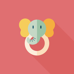 elephant toy flat icon with long shadow,eps10