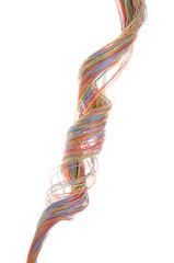 Cords in telecommunication network systems isolated on white