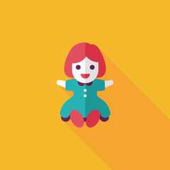 girl doll toy flat icon with long shadow,eps 10