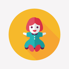 girl doll toy flat icon with long shadow,eps 10