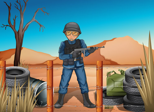 A soldier in the battlefield