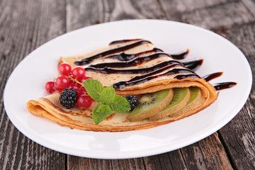 crepe with fruits and chocolate