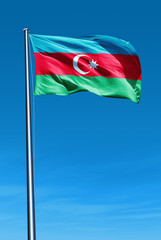 Azerbaijan flag waving on the wind