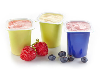 various plastic yogurt pots