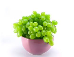 fresh green grapes isolated on  white background