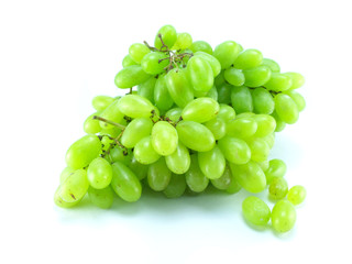 fresh green grapes isolated on  white background