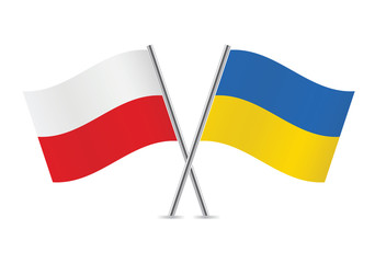 Polish and Ukrainian flags. Vector illustration.
