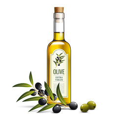 Huile d'olive, olives et branche d'olivier