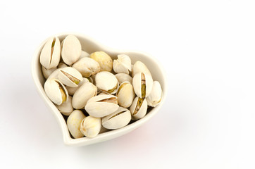 Pistachio Nuts Pile On White Background