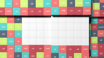 Colorful background with domain extensions and copy-space