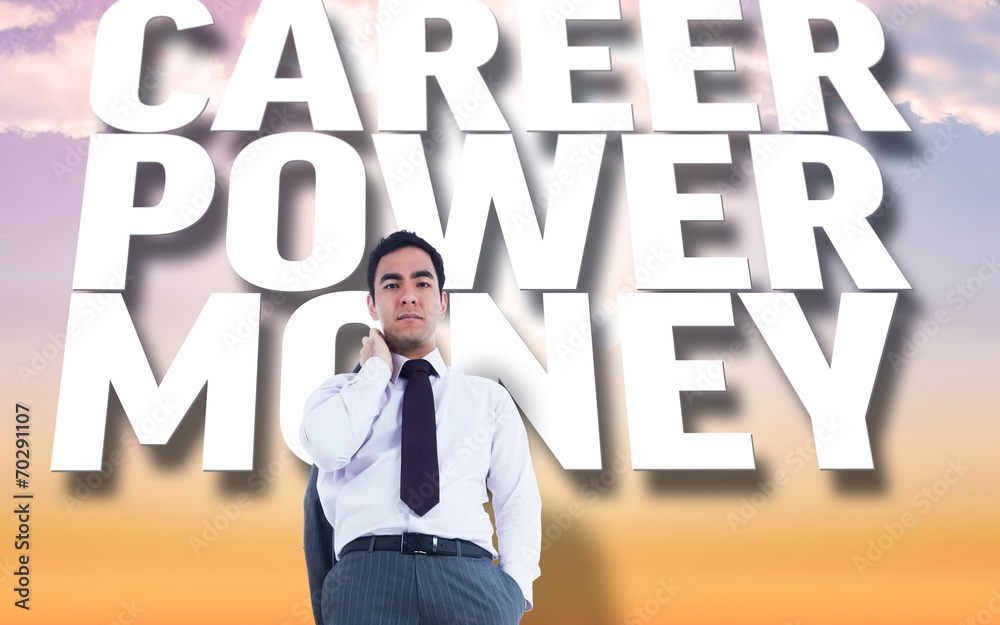 Poster composite image of unsmiling businessman standing