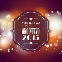 christmas and new year 2015 greeting card with abstract bokeh ba