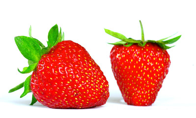 strawberries on white