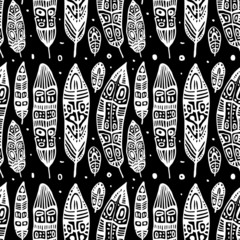 Vintage Feathers. Seamless background.