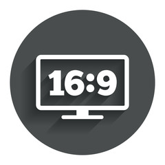 Aspect ratio 16:9 widescreen tv. Monitor symbol.