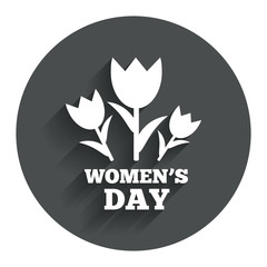 8 March Women's Day sign icon. Flowers symbol.