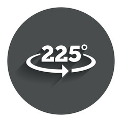 Angle 225 degrees sign icon. Geometry math symbol