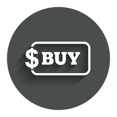 Buy sign icon. Online buying dollar button.