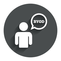 BYOD sign icon. Bring your own device symbol.