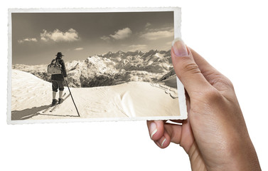 Black and white photos, Old photos of skiers