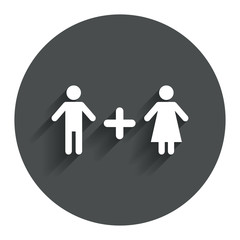 Couple sign icon. Male plus female. Lovers.