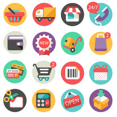 shoping icons -  flat design