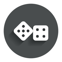 Dices sign icon. Casino game symbol.