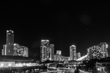 Fototapeta na wymiar Gold Coast City By Night In BW