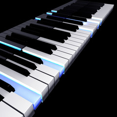 3D piano keyboard with lighting pushed keys