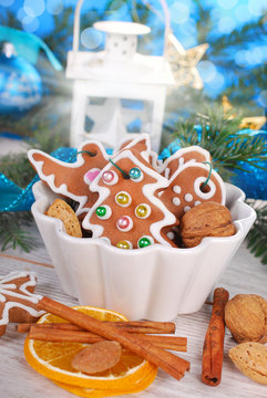 christmas still life with gingerbread cookies