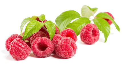 raspberries with leaves