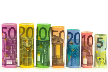 gerollte Euro Banknoten