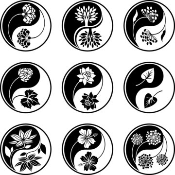Yin Yang floral icons