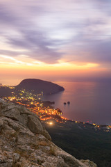 Fototapeta premium Ayuv Dag mountain and Hurzuf. Crimea, Ukraine
